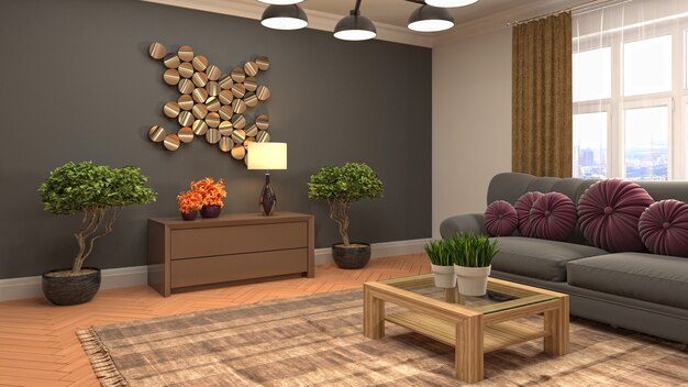 3d Illustration of the living room interior