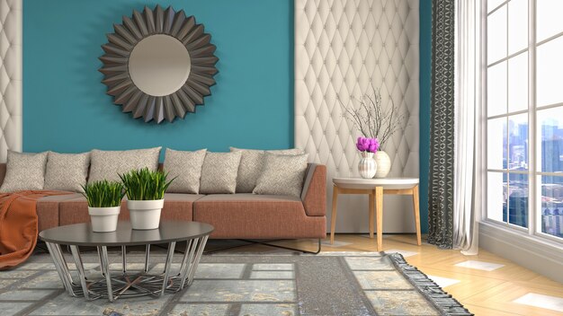 3d Illustration of the living room interior