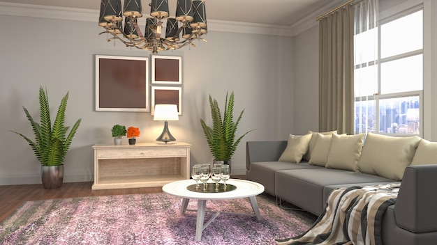 3d Illustration of the living room interior