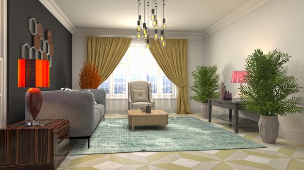 3d Illustration of the living room interior