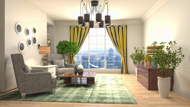 3d Illustration of the living room interior