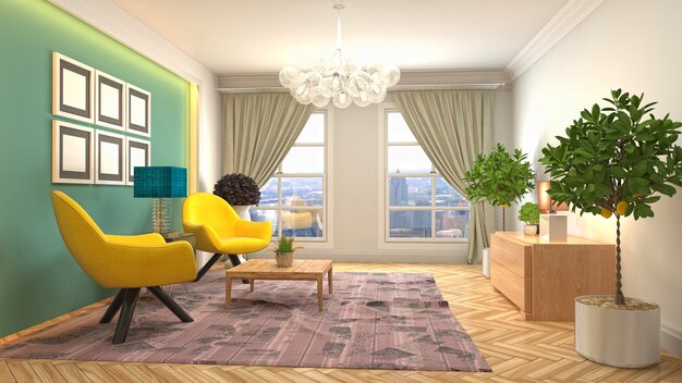 3d Illustration of the living room interior