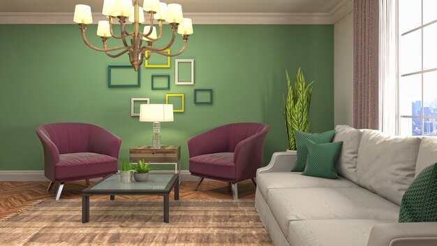 3d Illustration of the living room interior