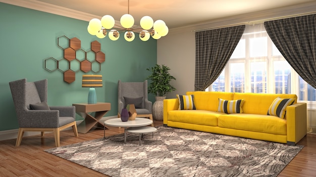 3d Illustration of the living room interior