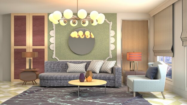 3d Illustration of the living room interior