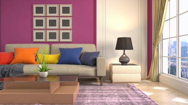 3d Illustration of the living room interior