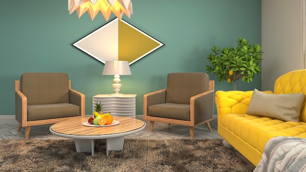 3d illustration of the living room interior