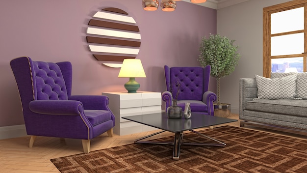 3d Illustration of the living room interior