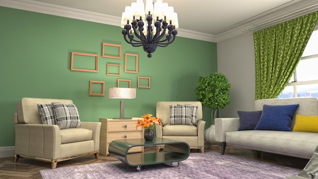 3d Illustration of the living room interior