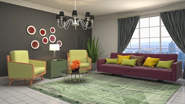 3d Illustration of the living room interior