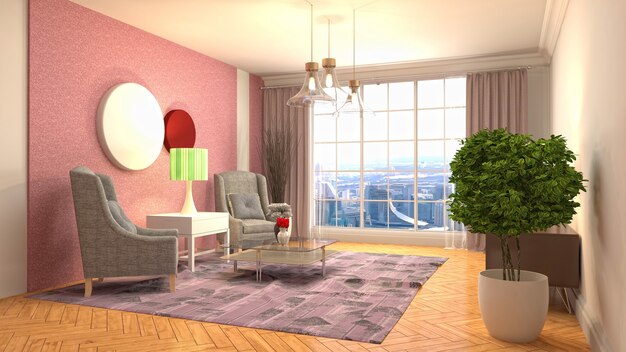 3d Illustration of the living room interior