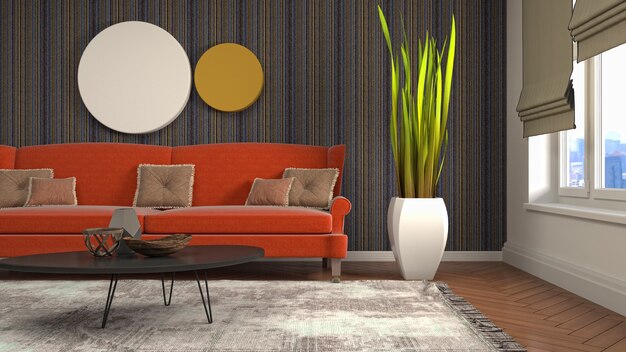 3d Illustration of the living room interior