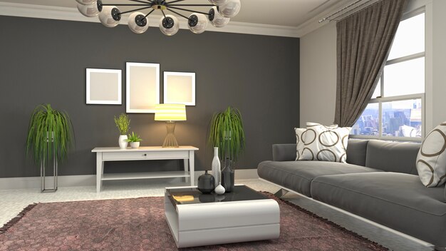 3d Illustration of the living room interior