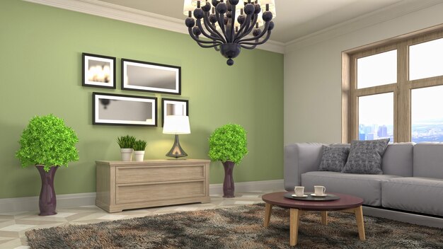 3d Illustration of the living room interior