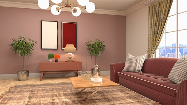 3d Illustration of the living room interior