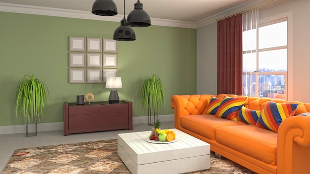 3d Illustration of the living room interior