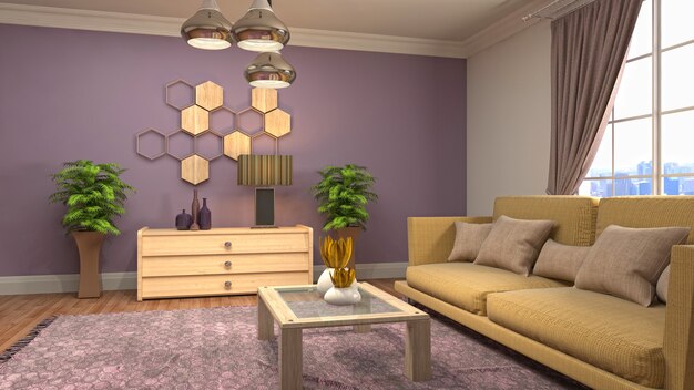 3d Illustration of the living room interior