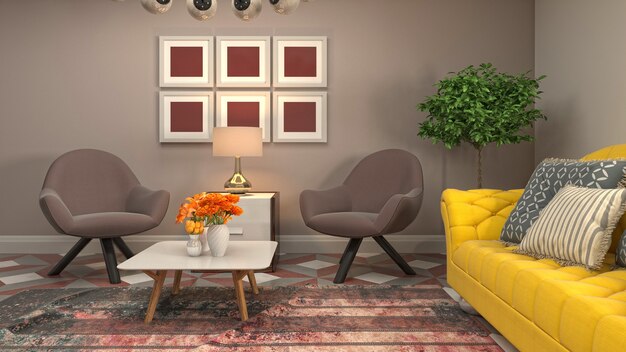 3d Illustration of the living room interior