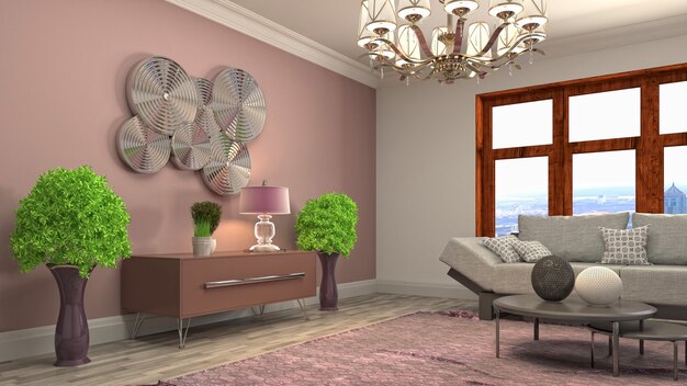 3d Illustration of the living room interior