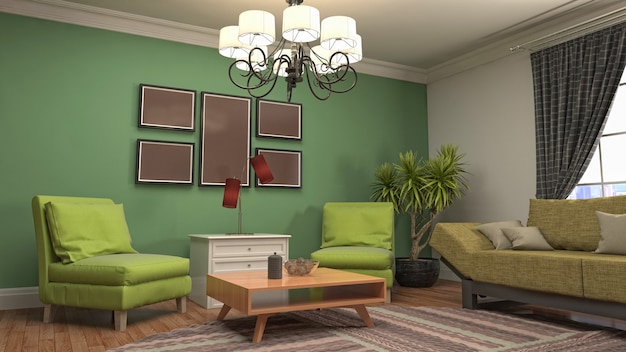 3d Illustration of the living room interior