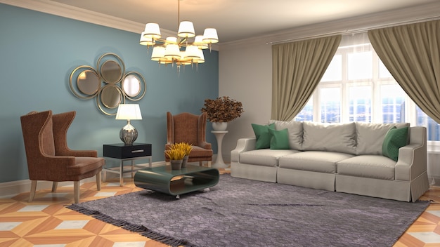 3d Illustration of the living room interior