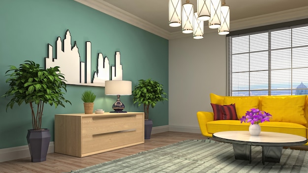 3d Illustration of the living room interior