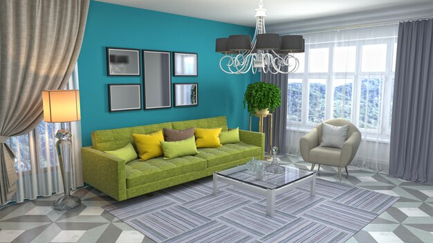 3d illustration of the living room interior