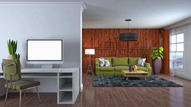 3d illustration of the living room interior