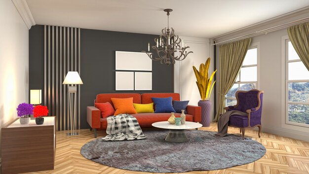 3d illustration of the living room interior