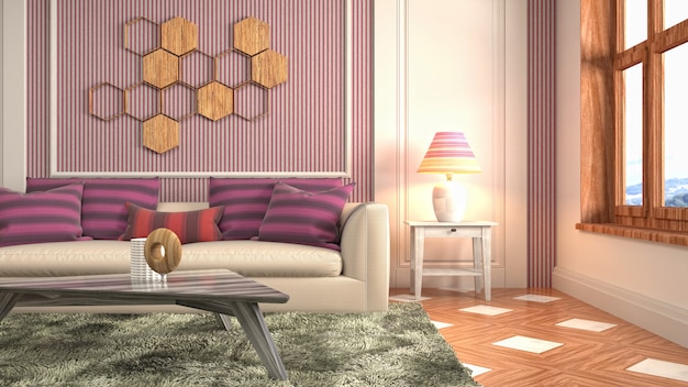 3d illustration of the living room interior