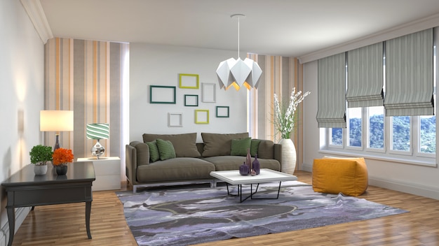 3d illustration of the living room interior