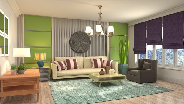 3d illustration of the living room interior