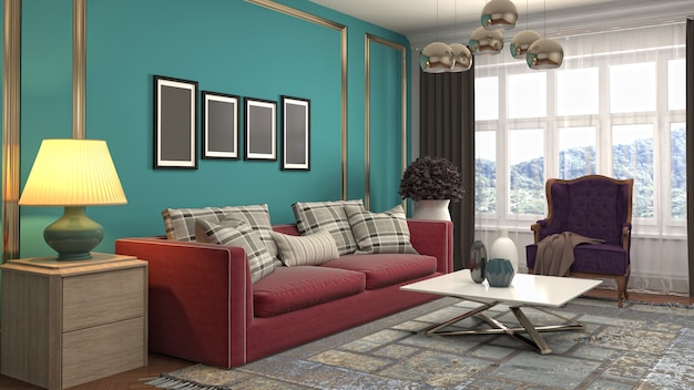 3d illustration of the living room interior