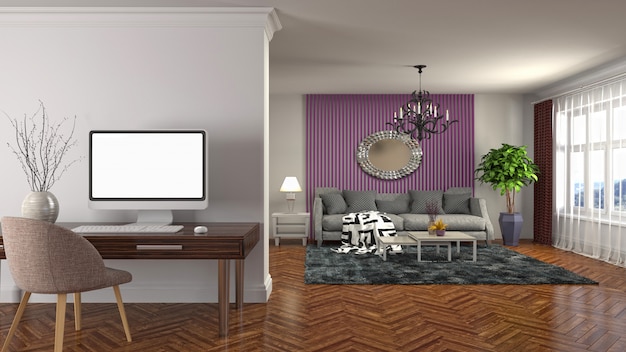 3d illustration of the living room interior