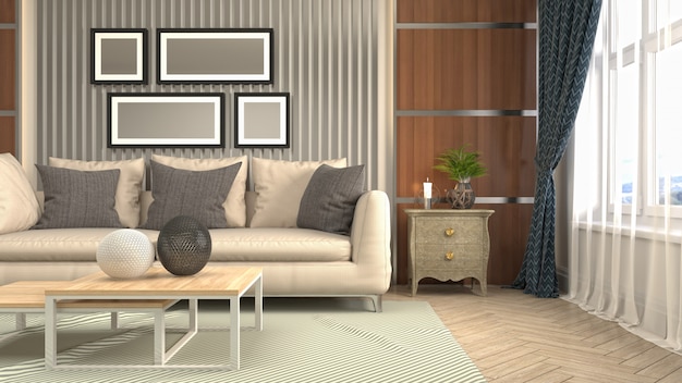 3d illustration of the living room interior