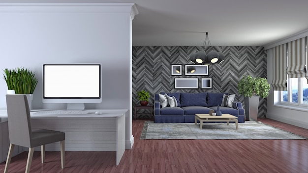 3d illustration of the living room interior