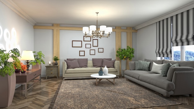 3d illustration of the living room interior