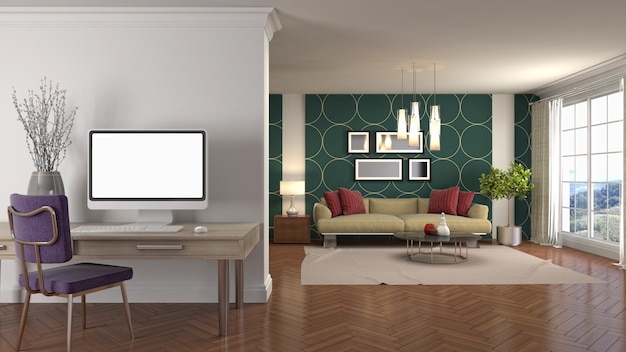 3d illustration of the living room interior