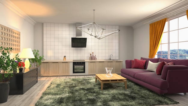 3d illustration of the living room interior