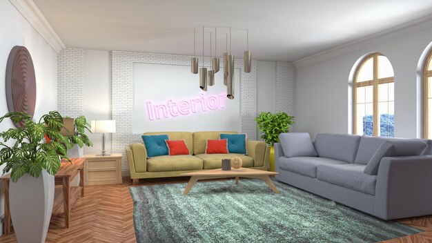 3d illustration of the living room interior