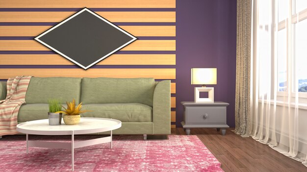 3d illustration of the living room interior