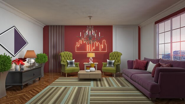 3d illustration of the living room interior