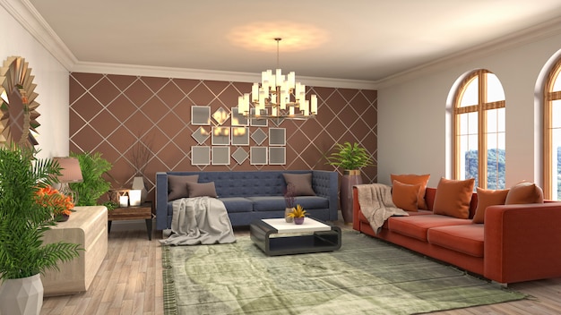 3d illustration of the living room interior