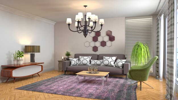 3d illustration of the living room interior