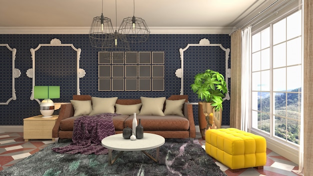 3d illustration of the living room interior