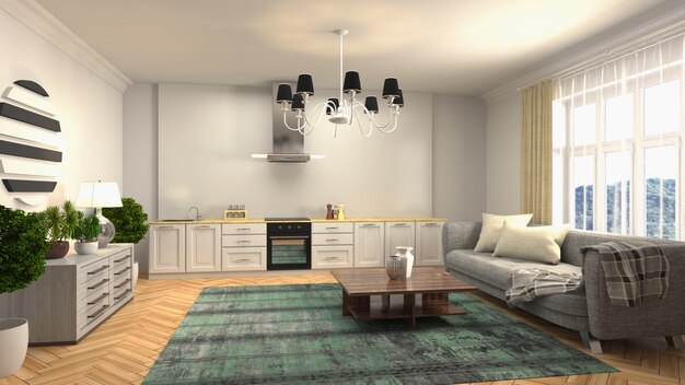 3d illustration of the living room interior