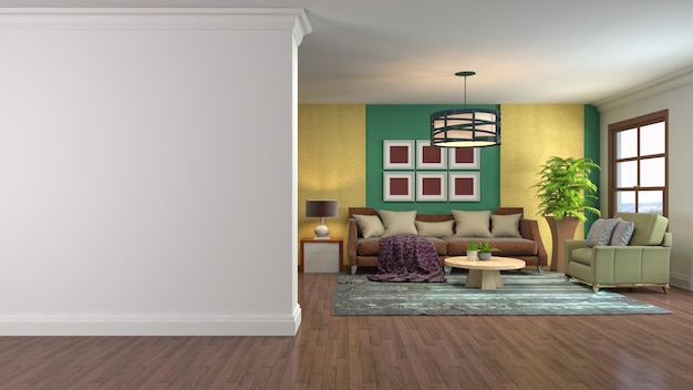 3d illustration of the living room interior