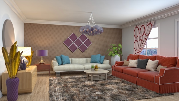 3d illustration of the living room interior