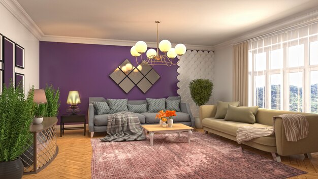 3d illustration of the living room interior