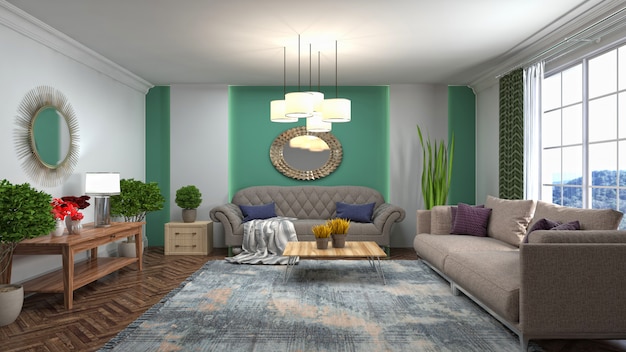 3d illustration of the living room interior